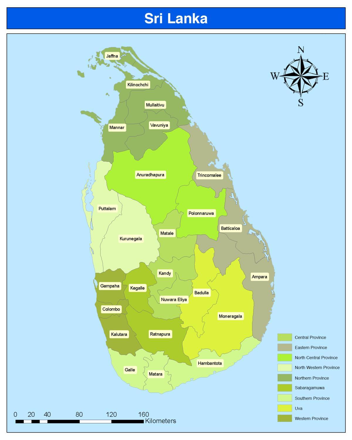 ضلع میں سری لنکا کا نقشہ
