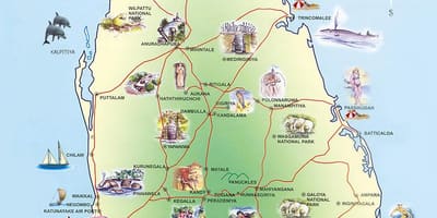 سیاحوں کی پرکشش مقامات میں سری لنکا کا نقشہ