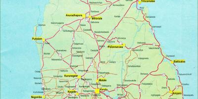 کا نقشہ سری لنکا کے ساتھ نقشہ فاصلے